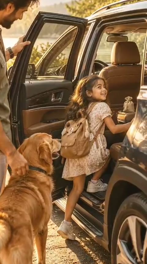 A family getting into their car